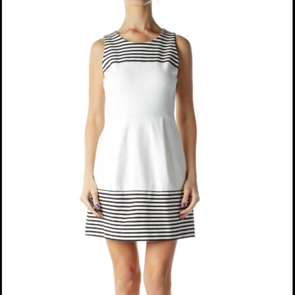 Madewell Black White Pleated Day Dress - Size XS